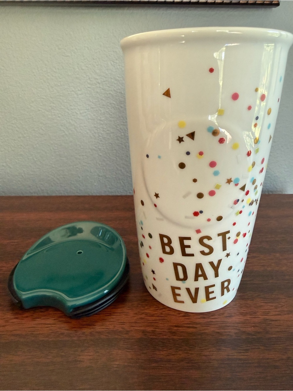 Starbucks Ceramic Best Day Ever Confetti Dot 10oz Tumbler with Lid